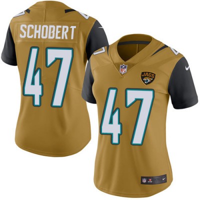 Nike Jacksonville Jaguars #47 Joe Schobert Gold Women's Stitched NFL Limited Rush Jersey